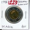 1996 German Planchet Toonie. German planchets can be distinguished from ordinary Canadian planchets 