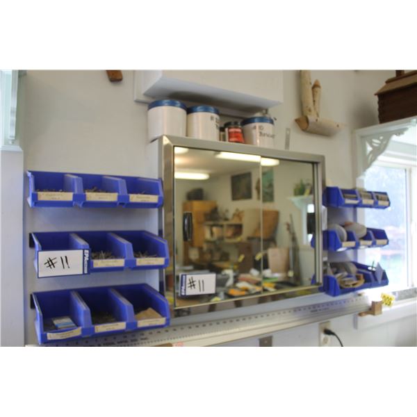 Hardware sorted by size, finishing nails & screws