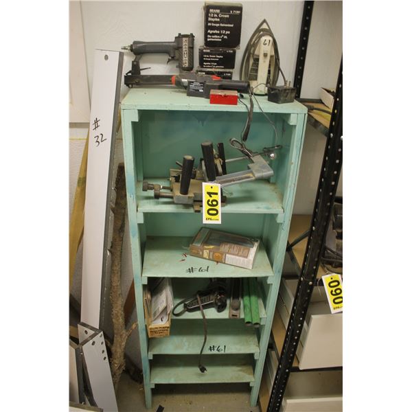 Delta jig, Craftsman air stapler, wood shelf, mini driver & bits, 1/2" staples, iron, versa plastic-