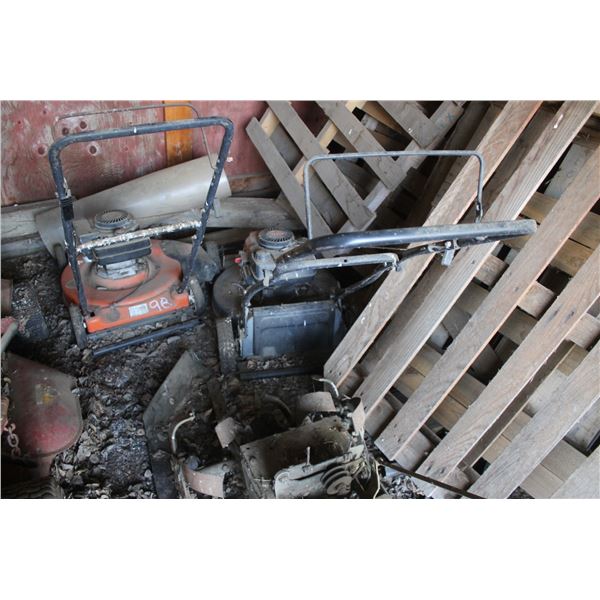 2- push mowers and part of a rototiller