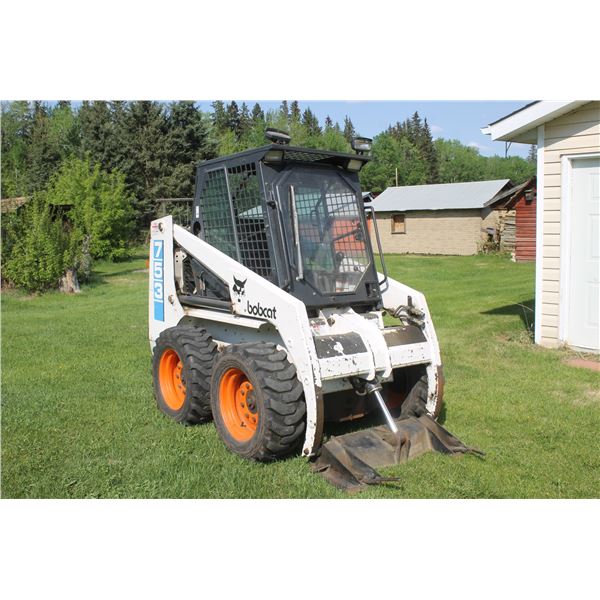 Bobcat 753 c/w door, aux. hyd., the unit goes ahead and back, and the hyds, lift and angle but there