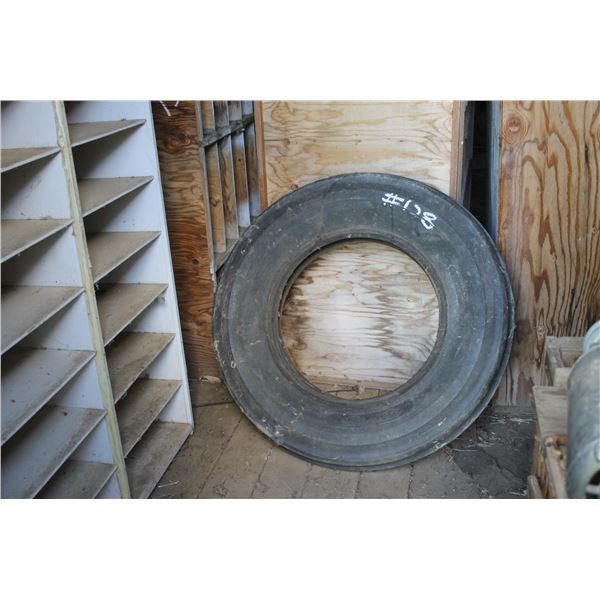 1- used front tractor tire, and JD 2 cyl. Block, manifold and air cleaner