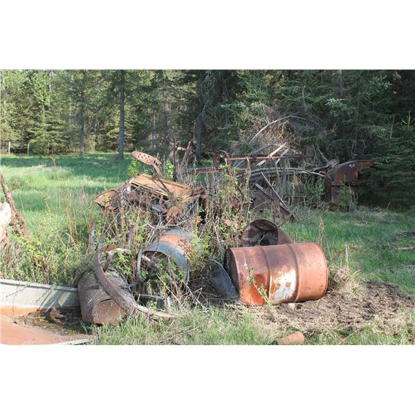 1- lot of scrap iron, C-drill, pressure, axles etc.