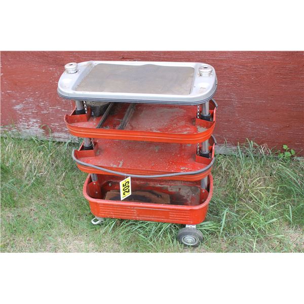 Red four tier metal cabinet