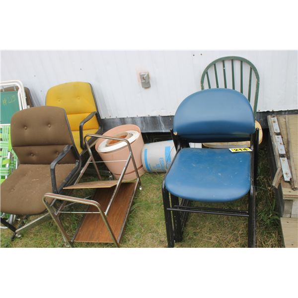 Various chairs, planters etc.