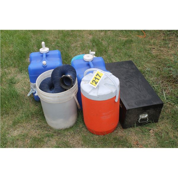 Water coolers, water bottles, black box