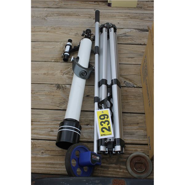 Telescope and stand and measuring wheel