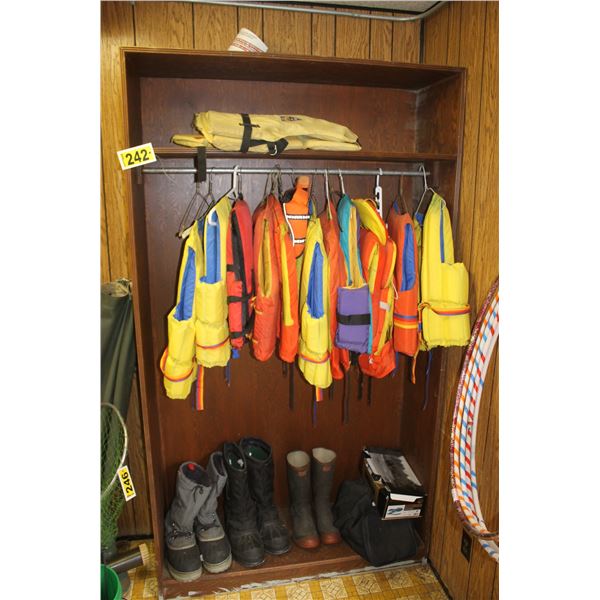 Inside office trailer- Approx. 12- Life jackets, winter and rubber boots