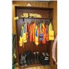 Image 1 : Inside office trailer- Approx. 12- Life jackets, winter and rubber boots