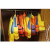 Image 2 : Inside office trailer- Approx. 12- Life jackets, winter and rubber boots