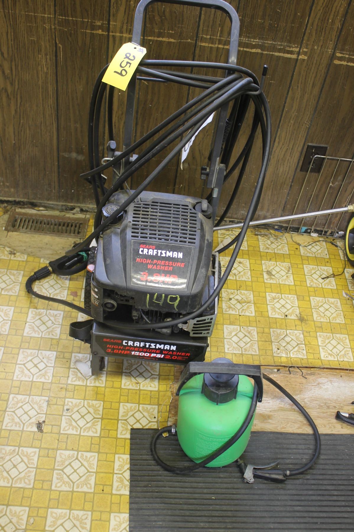 Craftsman gas pressure washer and green sprayer