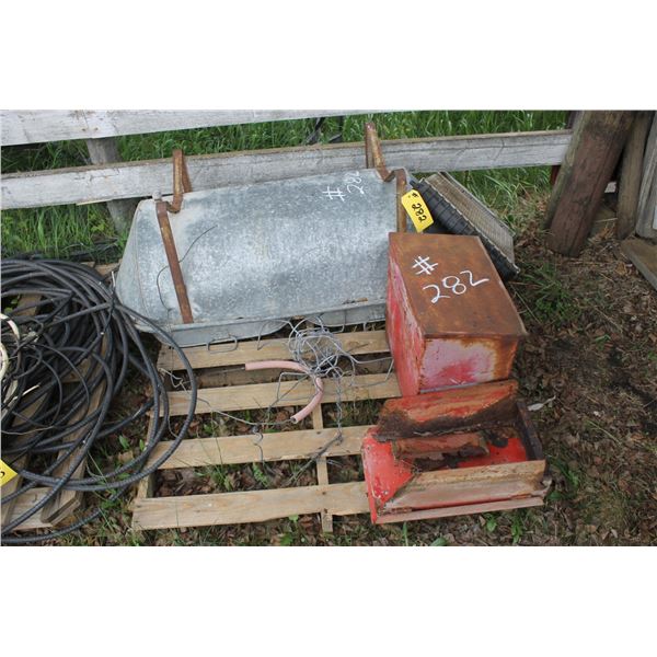 Tub, radiator, and steel box