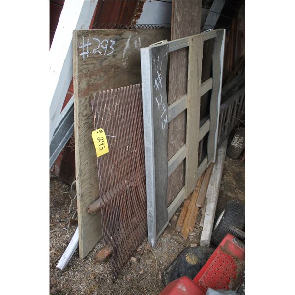 Misc. plywood, heavy mesh, wood ladder