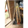 Image 1 : Inside the granary- Sledge hammers, axe, shovel, misc. wood