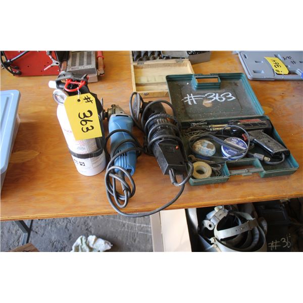 2- Elec. Grinders, soldering gun and fire ext.