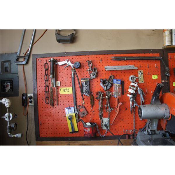 Misc. items hanging on the peg board