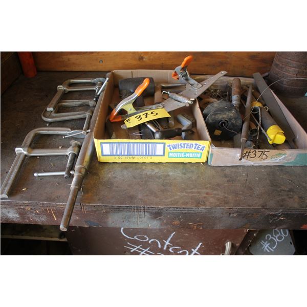 various clamps, hinges, file and punch