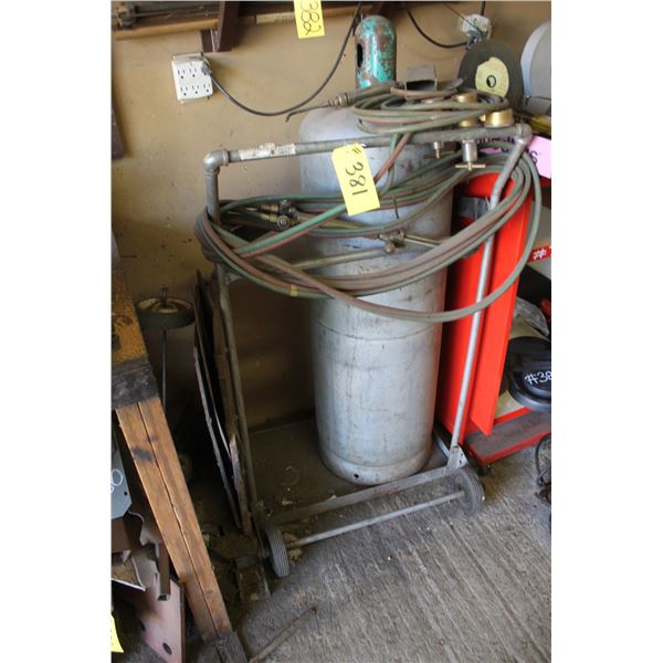 Propane tank, cutting torch & cart