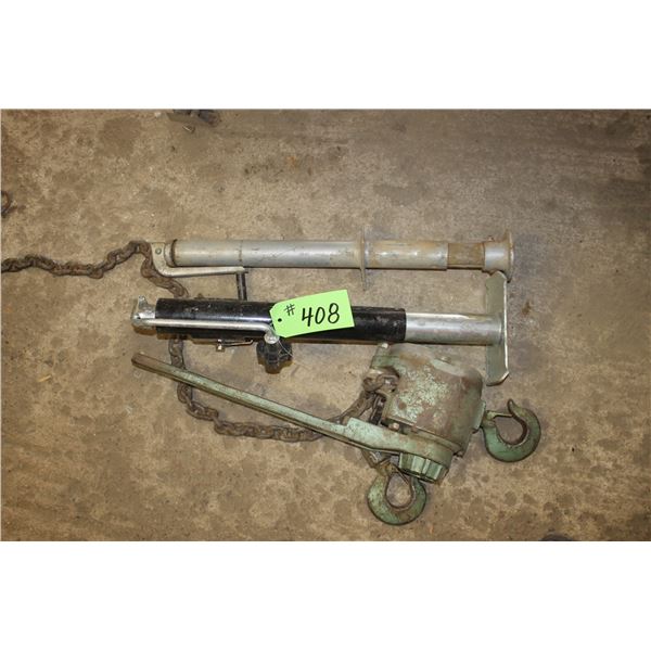 2- Trailer jacks and chain come-a-longs
