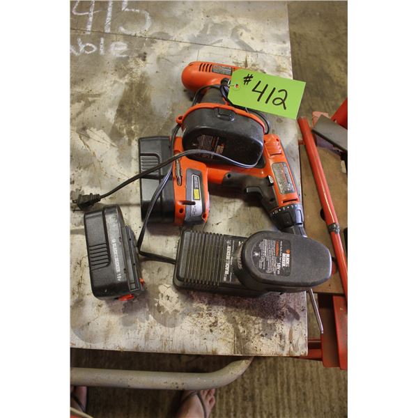 18V B&D drills c/w batteries and charger