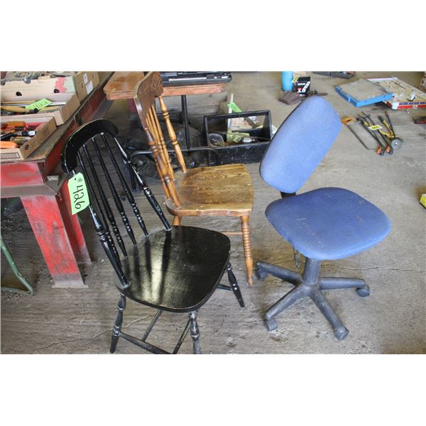 2- Nice wood chairs and 1- Office chair
