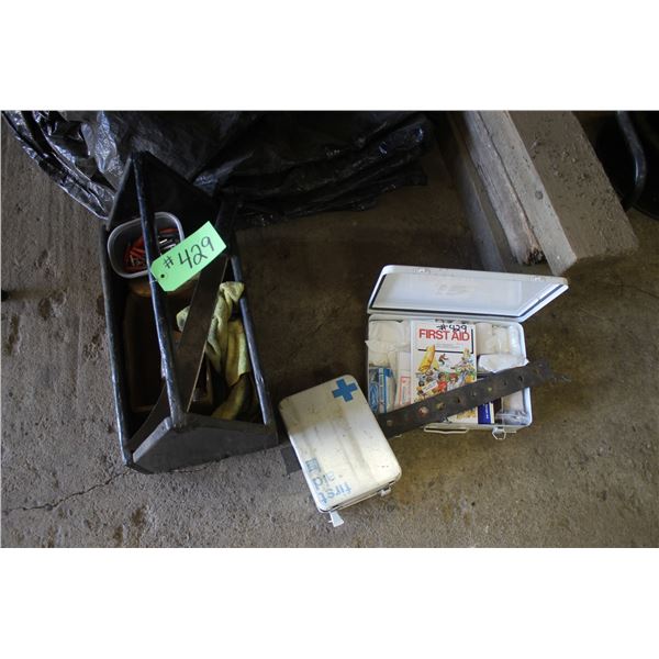 First aid kits, manchette and black wood box