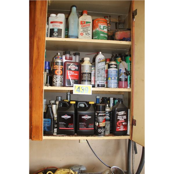 Qty of oils, grease etc. in upper cabinet