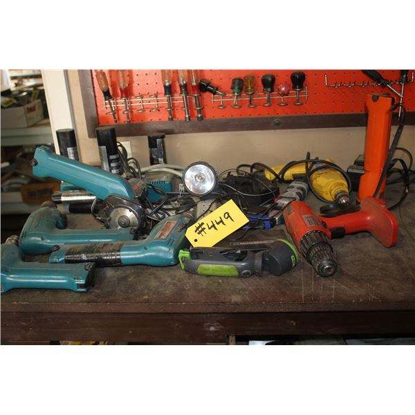 Qty of Makita 12V tools c/w batteries and chargers, elec. Drills etc.