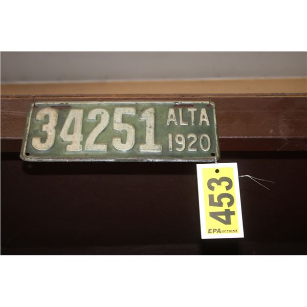1920 license plate