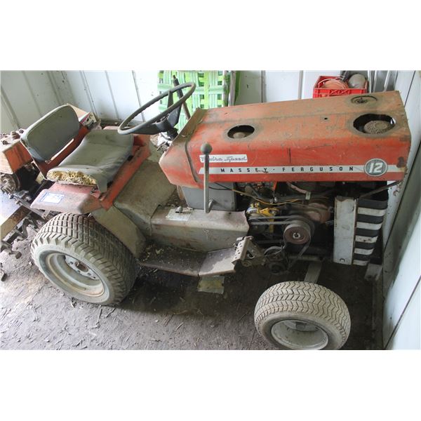 Massey 12 lawn tractor c/w tiller and deck, Not running