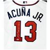 Image 2 : Atlanta Braves Ronald Acuna Jr. Autographed Majestic White Jersey Size L "MLB Debut 4-25-18" Beckett