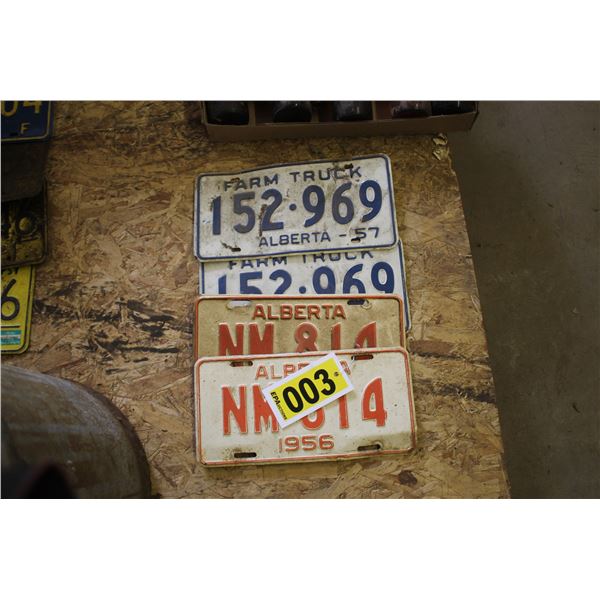 License plates (4) 1956 & 1957