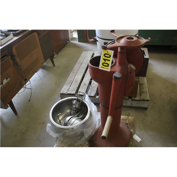 Cream separator on raised stand. V.G. Appears complete