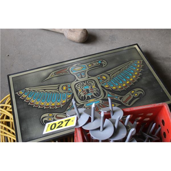 16 screw anchors, extension cord and a Thunder chicken picture.