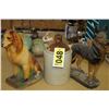 Image 1 : 2 Ceramic dogs and a clay jug.