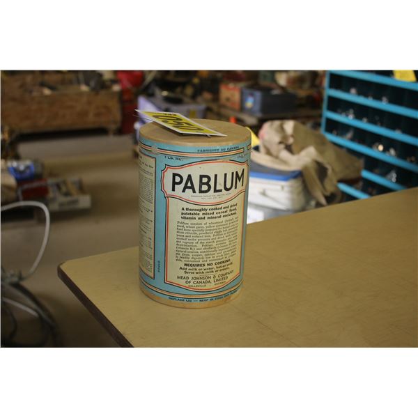 Very old empty antique pablum container.