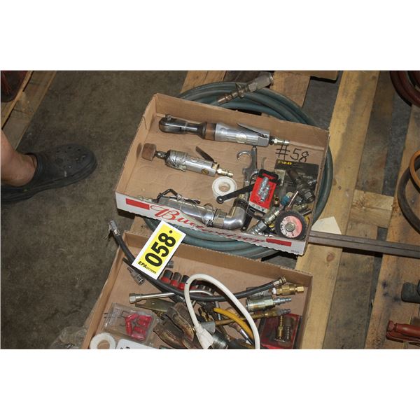Air hose, die grinder, air drill, blow gun, 3/8 air ratchet and misc.