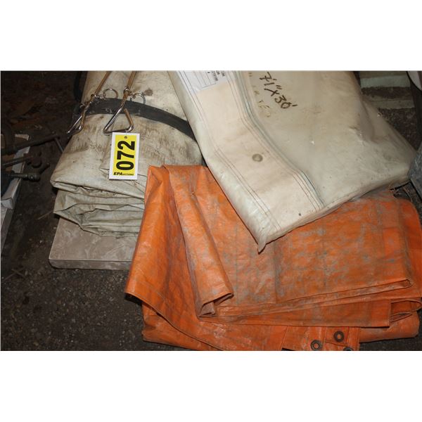 3 Tarps and some metal tent poles.