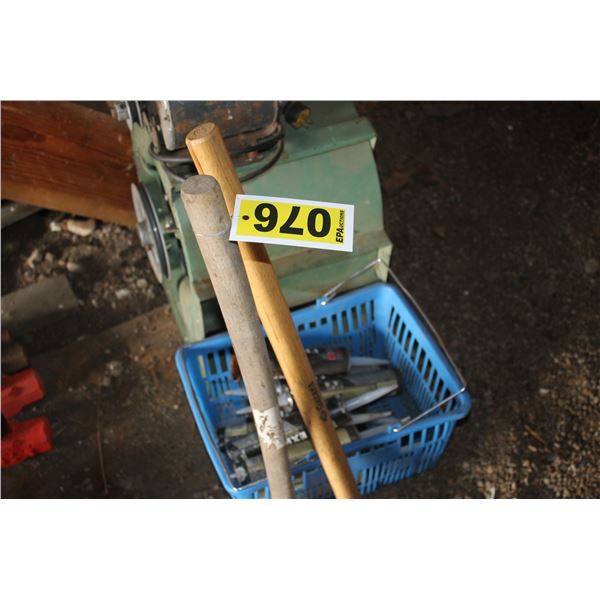 Squirrel cage fan, 2 sledge hammers, 10 tubes of caulking, and thermoplastic sealant.