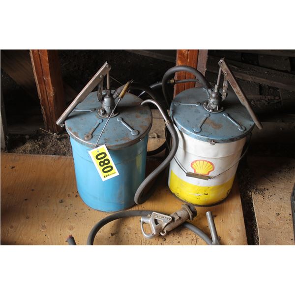 2 Gear oil pumps, 1 oil pump and barrel bung.