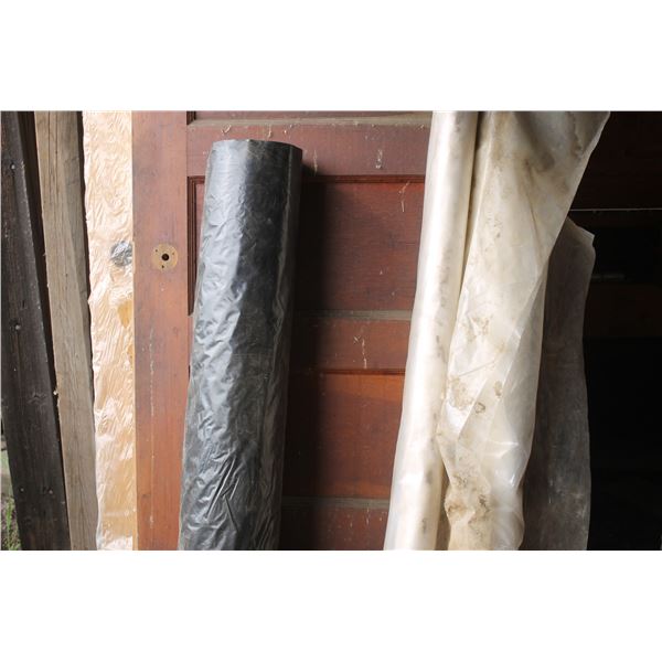 4 Wooden doors. Sizes are 1) 30" x 78 1/2"    2)30"x80" 2 of those    3)36"x80", 2 rolls of plastic.