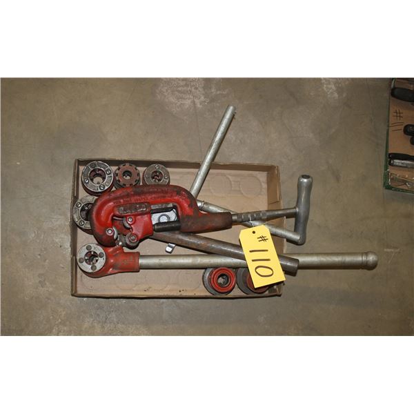 Pipe cutter, threader and tubing bender.