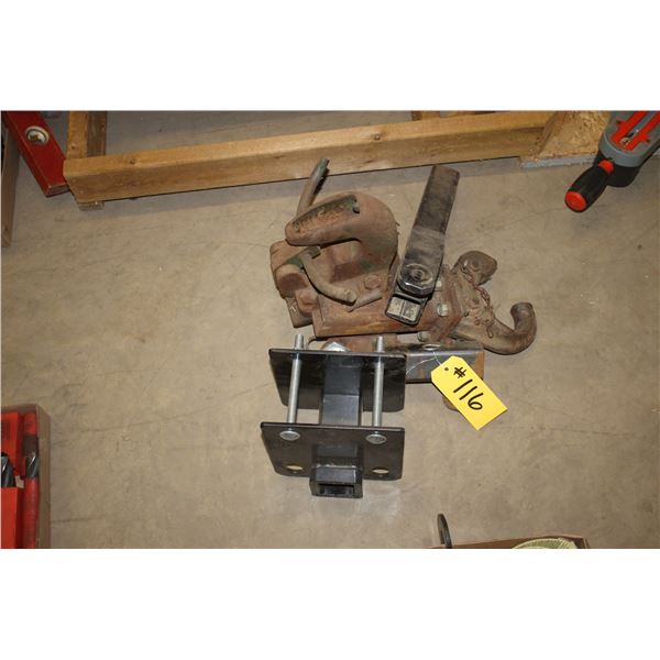 4 Hitches, 1 receiver to mount on trailer.