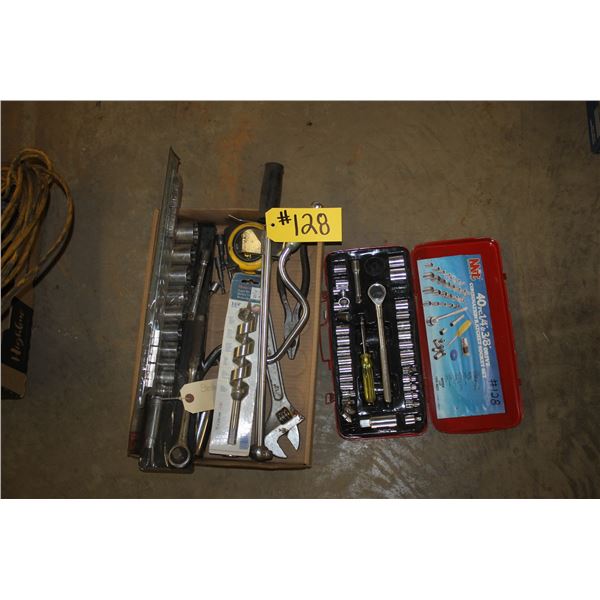 1/2 inch socket, ratchet, crescent wrench, pliers, 1 1/4 inch wood bit, tape line, 40 piece 1/4 inch