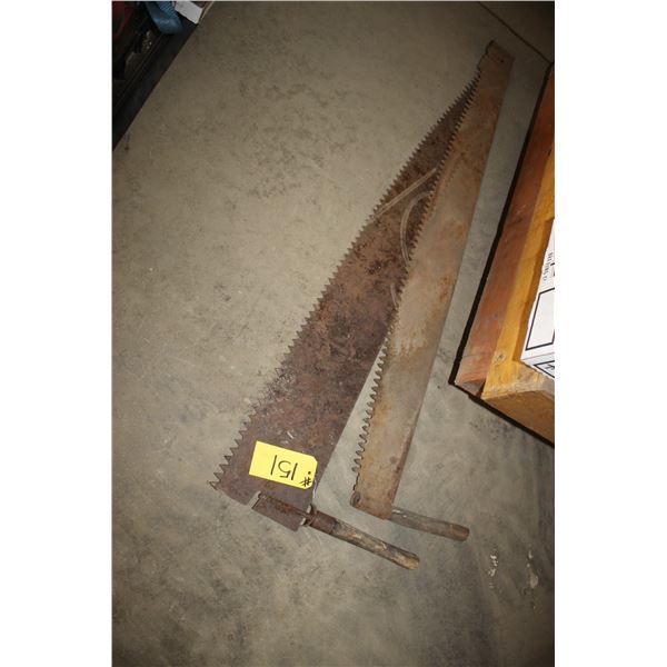2 old time cross cut saws.