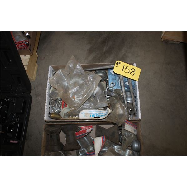 Boat trailer parts, bearing buddies, and steering parts.