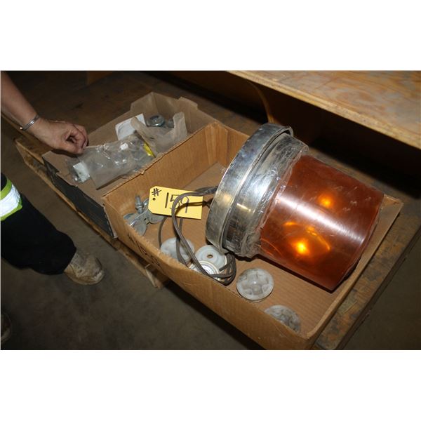 Amber beacon, & barn door rollers.