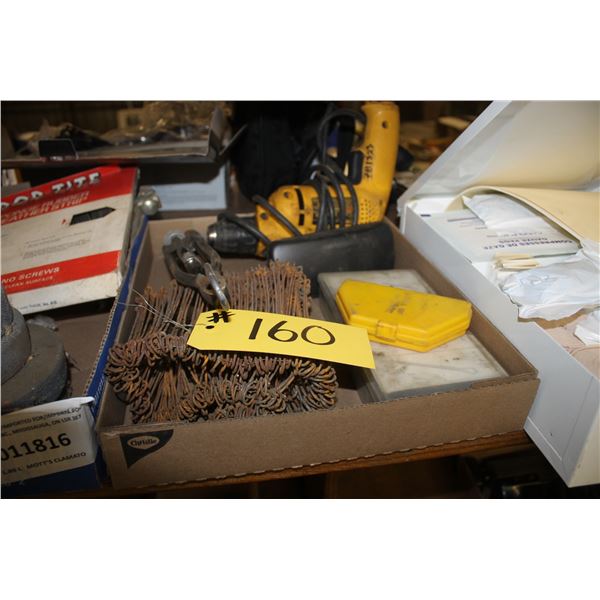 Electric drill, grind stones, first aid kit (fully stocked), cutter pins and rebar twist ties.