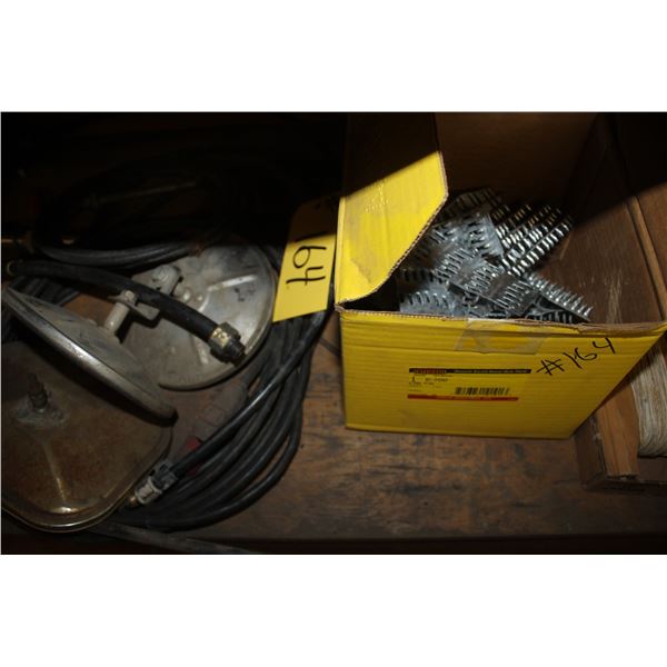 Extension cord, cable controls, mirrors, wood joiner clips, stringline, trim blade & saw blades for 