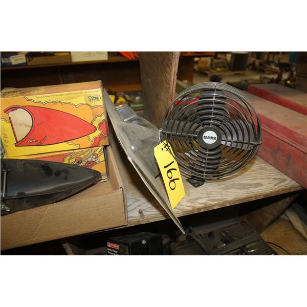 12 Volt electric window fan, and various mirrors for ATV's.